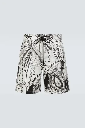 Alanui Printed cotton and linen shorts