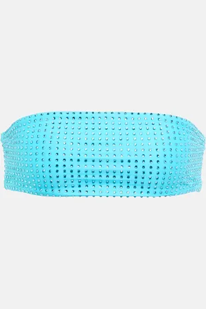 Self-Portrait Embellished bandeau bikini top