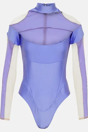 MUGLER Paneled tulle bodysuit