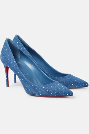 Christian Louboutin Kate 85 embellished denim pumps