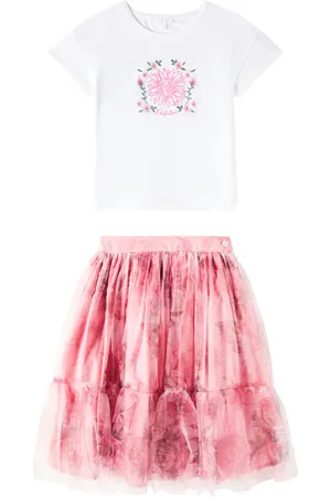 PATACHOU Floral T-shirt and skirt set