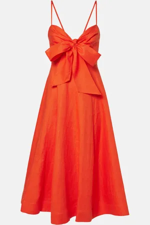 ZIMMERMANN Crush bow-detail linen midi dress