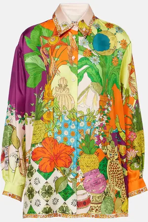 ALÉMAIS Tiger printed silk twill shirt