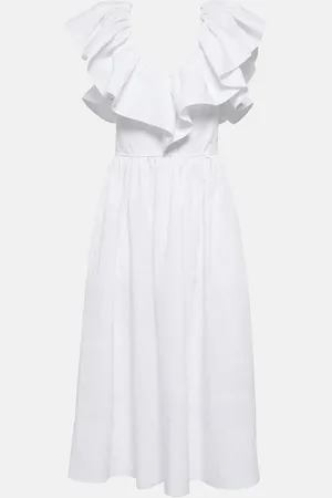 Chloé Ruffle-trimmed cotton midi dress
