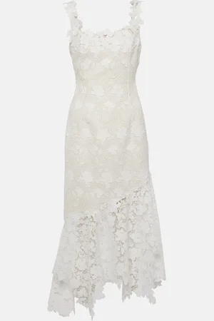 Oscar de la Renta Floral lace-trimmed tweed midi dress