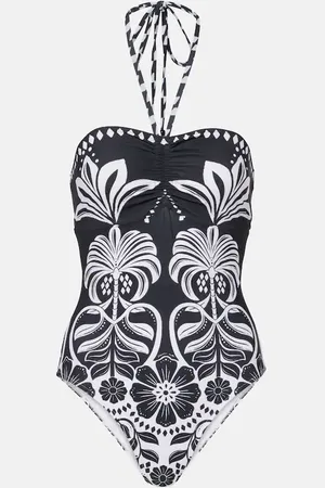 Farm Rio Flowers Leopards halterneck swimsuit