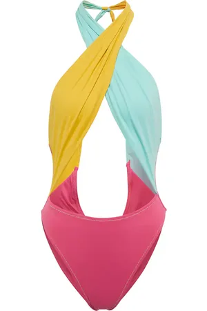 Reina Olga Colorblocked cutout swimsuit