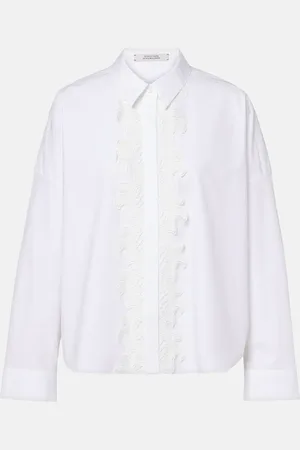 Dorothee Schumacher Lace-trimmed cotton-blend poplin blouse