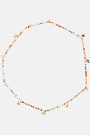 Sydney Evan 14kt gold beaded charm necklace with zircon