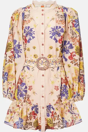 Farm Rio Beauty Bouquet belted cotton minidress