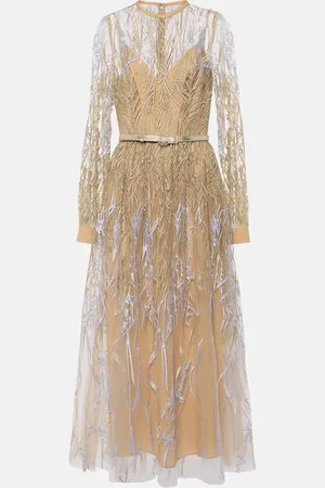 Elie saab Embroidered tulle midi dress