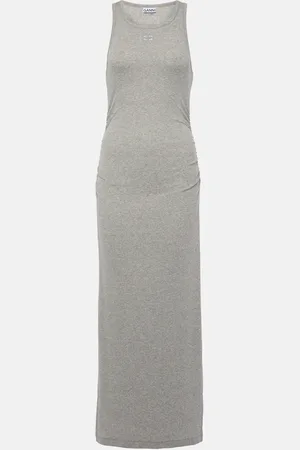 Ganni Ribbed-knit cotton-blend midi dress