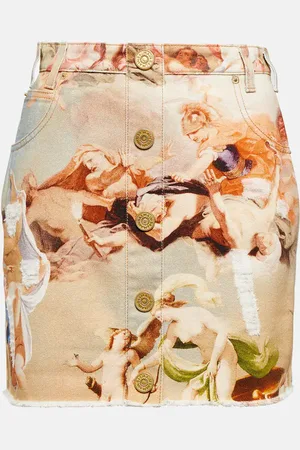 Balmain Printed denim miniskirt