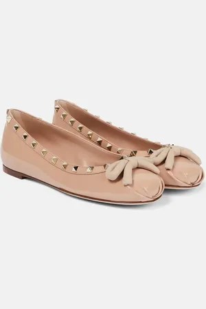 VALENTINO GARAVANI Rockstud patent leather ballet flats