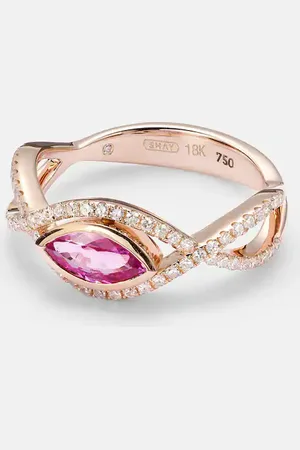 Shay 18kt rose ring with sapphire and diamonds