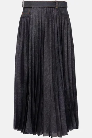 SACAI Denim pleated midi skirt