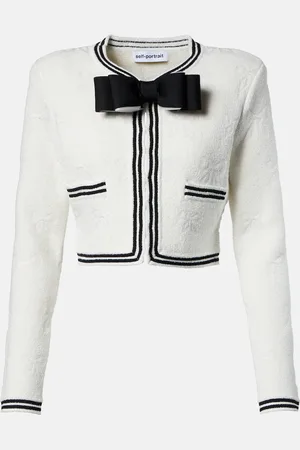 Self-Portrait Bow-detail jacquard cardigan