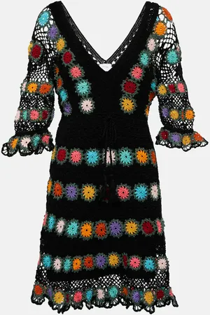 ANNA KOSTUROVA Bouquet crochet cotton minidress