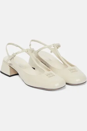 Miu Miu Logo patent leather slingback pumps