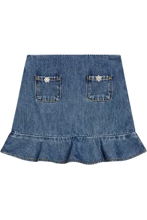 Self-Portrait Cotton denim skirt