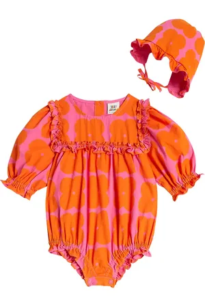 Jelly Mallow Baby Clover cotton playsuit and hat set