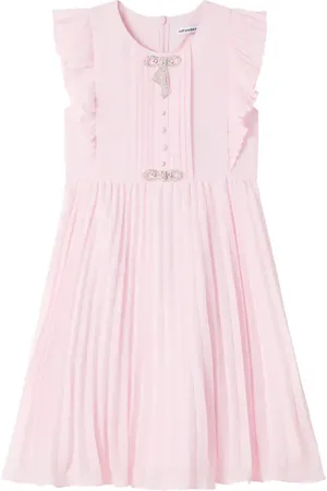 Self-Portrait Pleated bow-detail chiffon dress