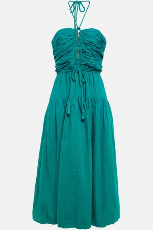 ULLA JOHNSON Emmaline halterneck cotton poplin midi dress