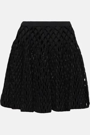 Alaïa High-rise wool-blend open-knit miniskirt
