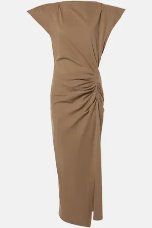 Isabel Marant Nadela gathered cotton jersey maxi dress