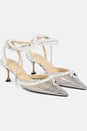 Mach & Mach Faux-pearl embellished PVC pumps