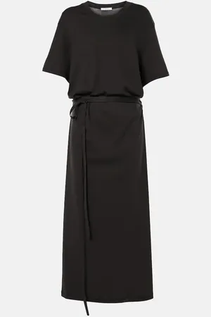 LEMAIRE Belted cotton jersey midi dress
