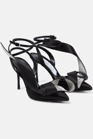 AREA X Sergio Rossi embellished satin slingback pumps