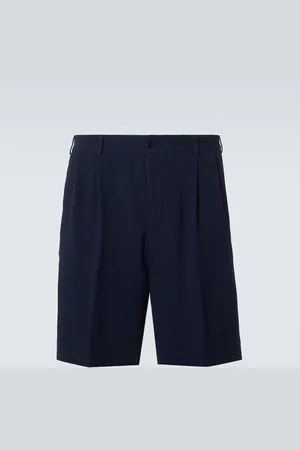 Rubinacci Pleated wool seersucker shorts
