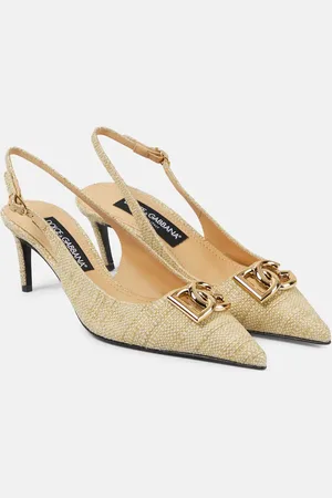 Dolce & Gabbana Logo raffia slingback pumps