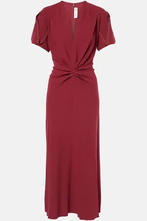 Victoria Beckham Gathered wool-blend midi dress