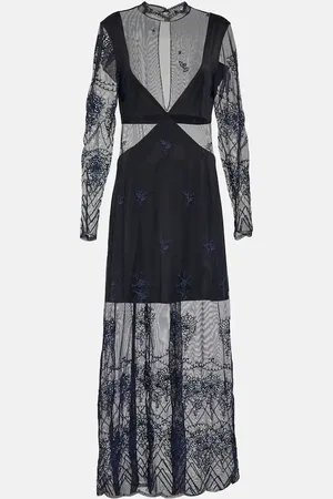 Paco rabanne Satin and lace cutout maxi dress