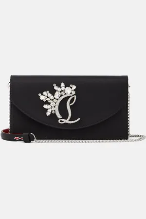 Christian Louboutin Loubi54 Small leather-trimmed silk clutch