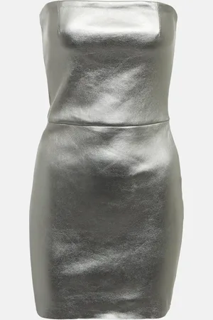 Stouls Amina strapless leather minidress