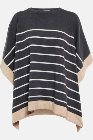 Brunello Cucinelli Striped wool, cashmere and silk top