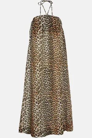 Ganni Leopard-print voile maxi dress
