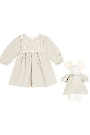 Chloé Baby cotton dress and stuffed animal set