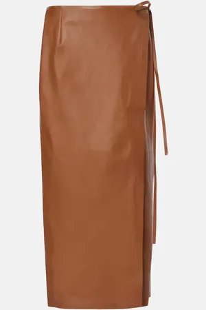 The Row Bert leather wrap skirt