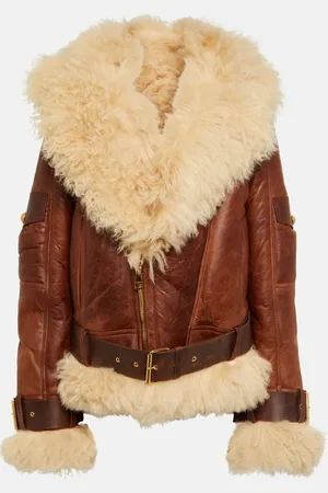 Balmain Leather and shearling jacket