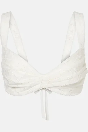 ZIMMERMANN Crush Embroidered linen bra top
