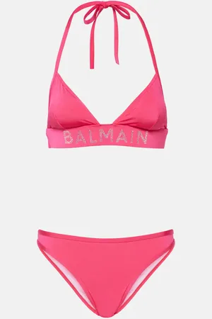 Balmain Logo crystal-embellished bikini