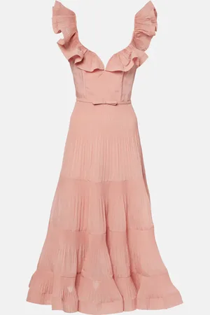 ZIMMERMANN Ruffled pleated midi dress