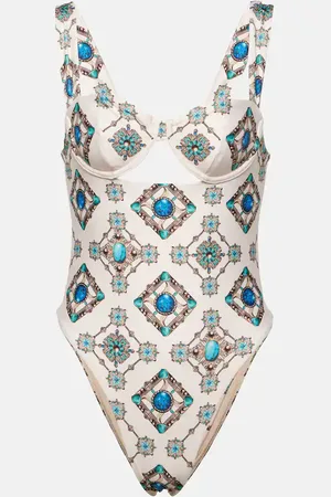 Agua by Agua Bendita Citrino Platero printed cutout swimsuit