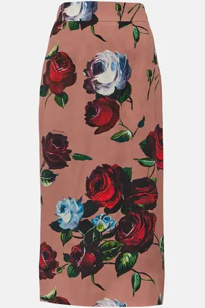 Dolce & Gabbana Floral silk-blend charmeuse midi skirt
