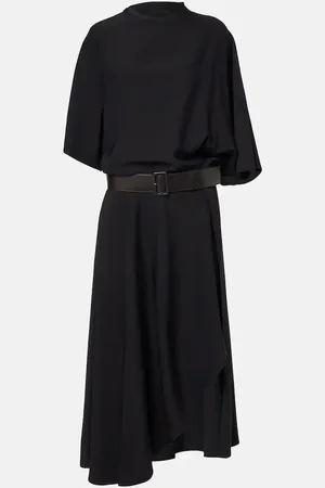 Alaïa Belted leather-trimmed midi dress