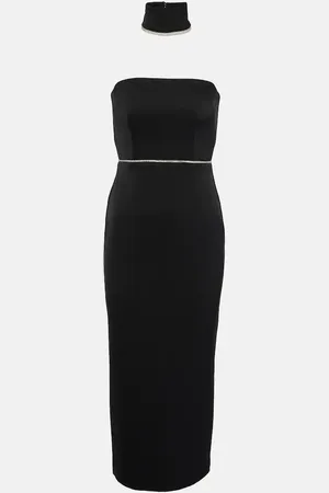 ALEX PERRY Crystal-embellished satin midi dress